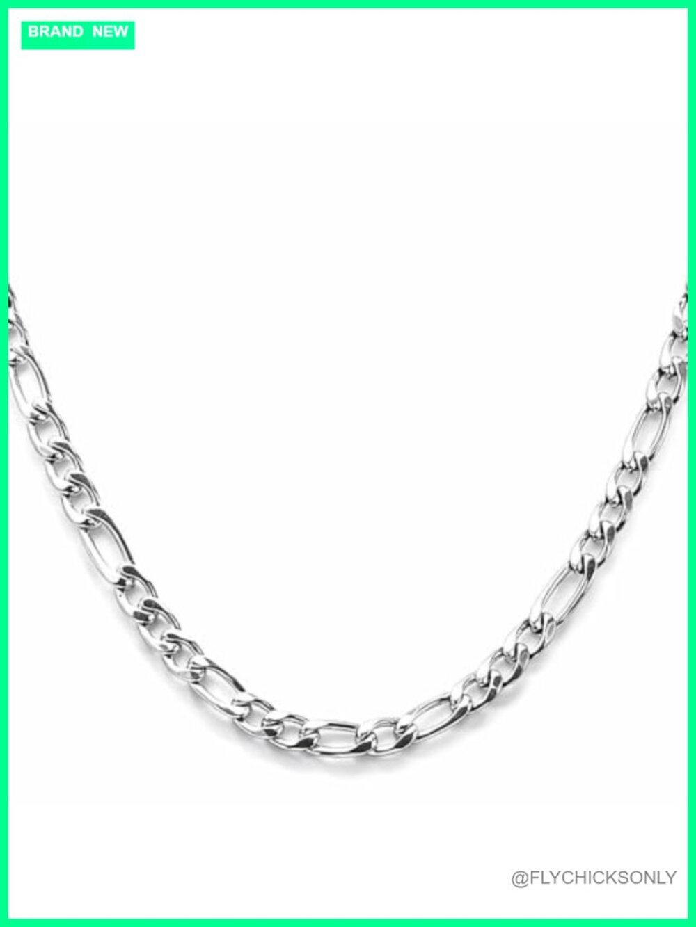 14K White Gold-Filled Figaro Chain Necklace 5mm Hypoallergenic